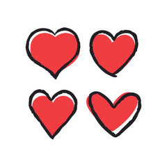 Doodle hearts, hand drawn love heart collection. Valentine's day design.