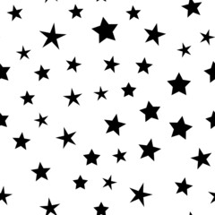 Stars seamless pattern. Random star icons, space sky night design.