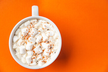 hot cocoa marshmallow or chocolate beverage coffee hot drink warming meal snack copy space food background rustic 