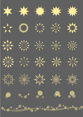 イラスト素材：光や水滴、結晶など幾何学模様のアイコンセット