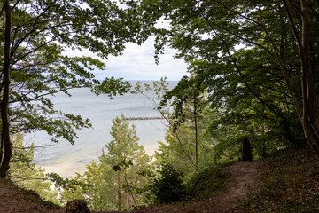 View from the hiking destination vantage point on the Streckelsberg in Koserow on the island of Usedom in the Baltic Sea - obrazy, fototapety, plakaty