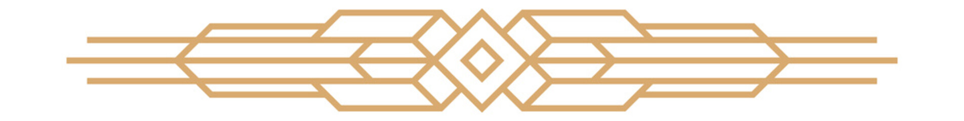 Art deco divider. Golden line retro header