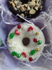 donut with icing and sprinkles