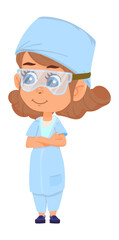 Obraz na płótnie Canvas Girl in safety goggles. Scientist kid in plastic glasses