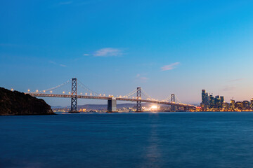 Fototapeta na wymiar Sunset with of the San Francisco Oakland Bay Bridge