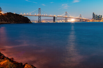 Sunset with of the San Francisco Oakland Bay Bridge