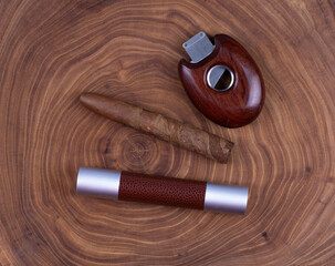 cuban cigar on a wooden table
