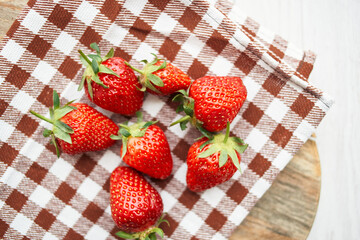 fresh strawberry summer fruit vitamins dessert checkered tablecloth