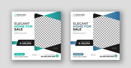 Business real estate social media post square flyer banner template