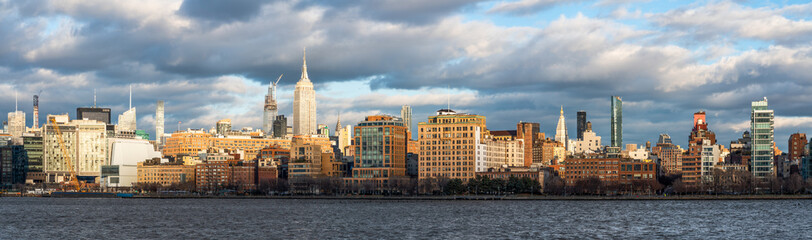 Manhattan skyline panorama along the Hudson River, New York City, USA