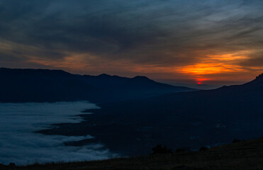 sunset in the mountains