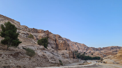 Fototapeta na wymiar Al Siq Canyon in Petra, Jordan, Lost City, Seven Wonders of the World, Red Rose City, UNESCO World Heritage, new7wonders