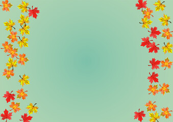 Obraz premium Brown Plant Background Green Vector. Leaves Bright Design. Golden Decor Foliage. September Leaf Texture.