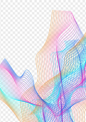 Rainbow Blend Background Transparent Vector. Warp Illustration. Iridescent Contour Isolated. Line Stream Cover. Bright Holistic Curve.