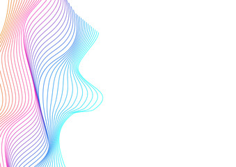 Iridescent Ribbon Background White Vector. Form Backdrop. Rainbow Mesh Context. Soundwave Soft Banner. Neon Light Line.