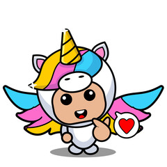 vector cartoon character cute lovely unicorn animal mascot costume lhat bubble love