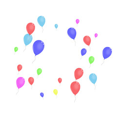 Red Balloon Background White Vector. Balloon Circus Template. Multicolor Creative. Purple Flying. Air Holiday Frame.