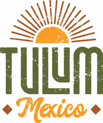Vintage Tulum Mexico Travel Stamp Design