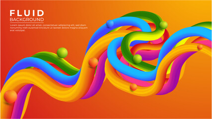 Fluid abstract 3d vector illustration trendy modern background design.