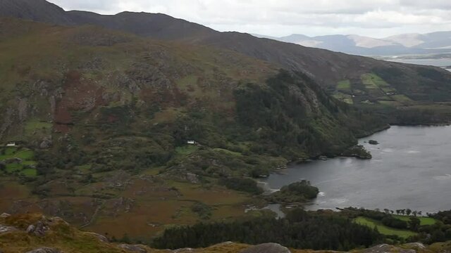 Overlooking Glanmore Lake to Kenmare Bay from Healy Pass, County Kerry