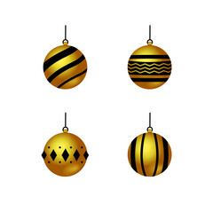 Set of golden christmas decoration ball design vector 01