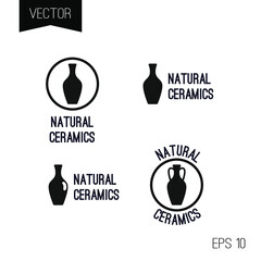 Natural ceramics vector icon or logo. Outline symbol.