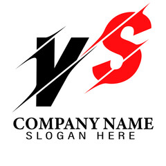  VS V S Letter Modern Logo Design with Swoosh Cutting the Middle Letters. LOGO 