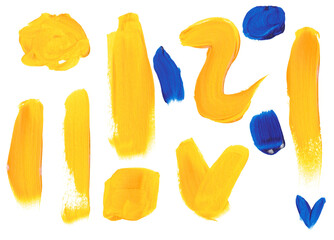 Abstract hand drawn colorful acrylic yellow and blue object