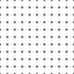 Square seamless background pattern from black astrological sextile symbols are different sizes and opacity. The pattern is evenly filled. Vector illustration on white background