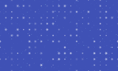 Naklejka na ściany i meble Seamless background pattern of evenly spaced white astrological sextile symbols of different sizes and opacity. Vector illustration on indigo background with stars