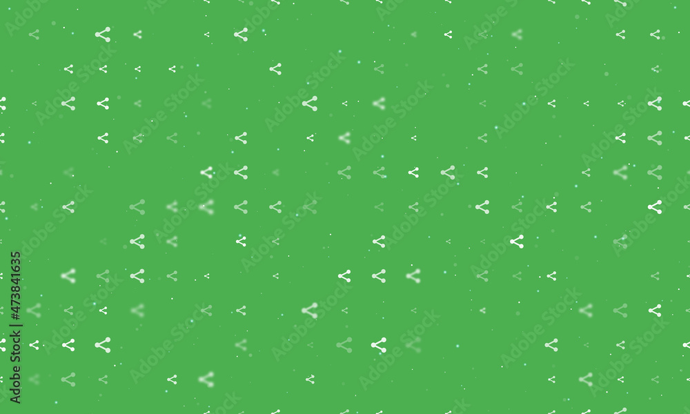 Poster seamless background pattern of evenly spaced white share symbols of different sizes and opacity. vec