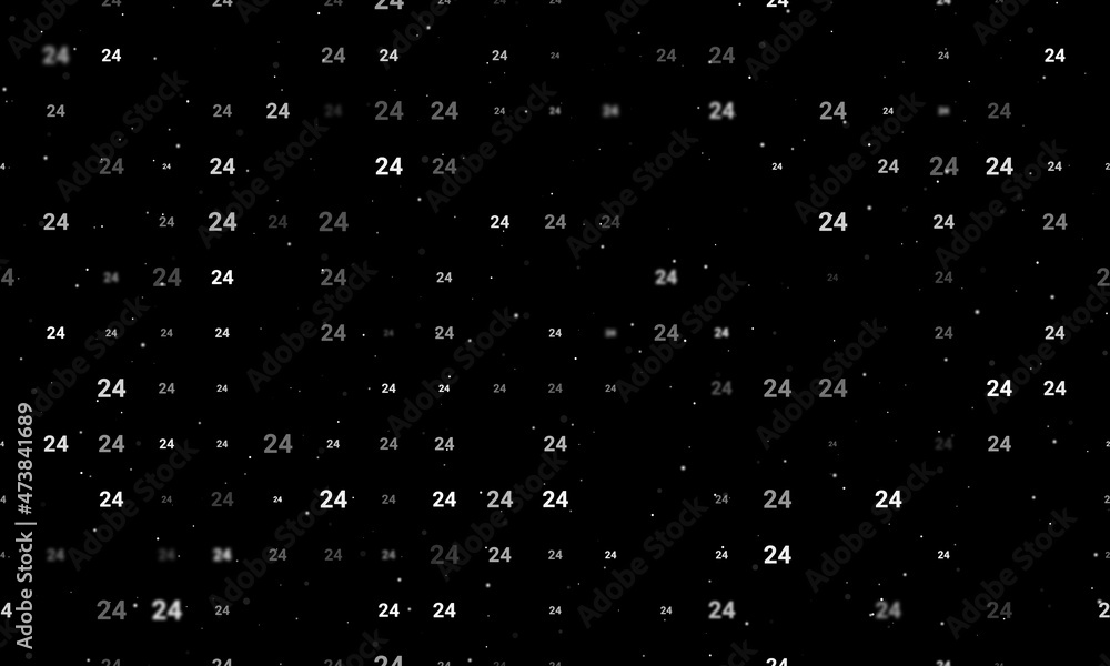 Poster seamless background pattern of evenly spaced white around the clock symbols of different sizes and o