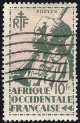 Postage stamps of the France. Stamp printed in the France. Stamp printed by France.