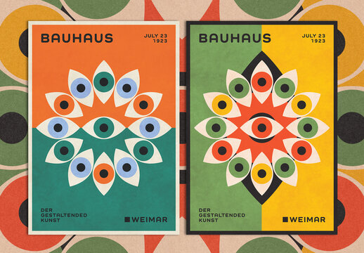 Bauhaus Poster Layout with Minimalist Modern Geometric Composition