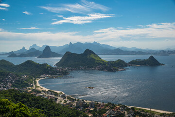 Beautiful view of Rio de Janeiro and it's mountain chains from a belvedere at Parque da Cidade -...