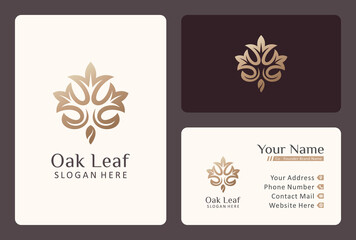 oak leaf logo design for cosmetics and natural product.