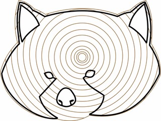 red panda logo image with circular line motifs such as wood motifs © Adun