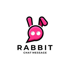Rabbit combination with icon chat message in background white ,vector logo design editable
