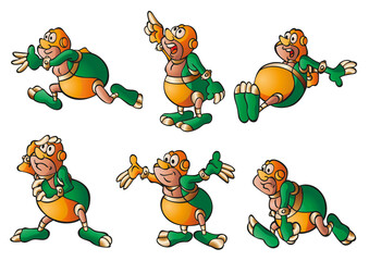 Cartoon superhero : six different positions