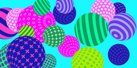 Retro 3d illustration abstract balls, great design for any purposes.  Modern poster for cover design.  Vector modern banner. Abstract bright wallpaper. 3d geometric shape  illustration.