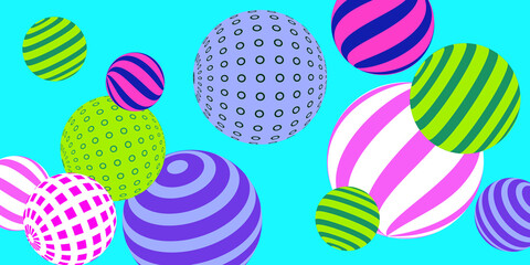 Retro 3d illustration abstract balls, great design for any purposes.  Modern poster for cover design.  Vector illustration design. Abstract bright wallpaper. 3d geometric shape  illustration.