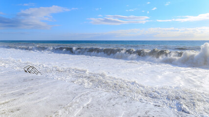 Gagra. Storm on the sea beach of old Gagra.