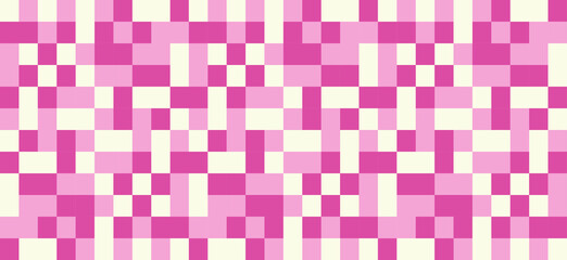 Abstract square pixel mosaic background. Textured squares. Seamless pattern. Magenta tone. Applicable for Textile print, web design, Wallpaper and etc.