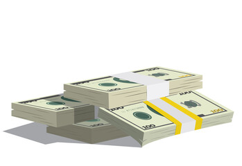 Fototapeta premium Money bundle of dollars bank notes. Pack of dollars. Vector illustration eps10
