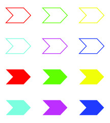 Right arrow icon, arrow icon vector in trendy flat style. Set elements in colored icons. arrow icon illustration isolated on white background.