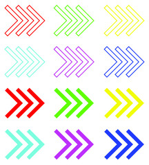 Right arrow icon, arrow icon vector in trendy flat style. Set elements in colored icons. arrow icon illustration isolated on white background.