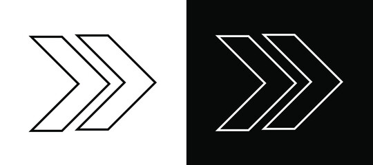 Right arrow icon. Next icon sign symbol in trendy flat style. Right arrow vector icon illustration isolated on white and black background