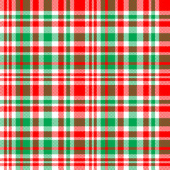 Chirstmas plaid pattern. Colorful tartan plaid pattern. Multicolor check plaid in white, green and red for fabric and textile design.