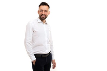 Fototapeta premium man in white shirt, business success
