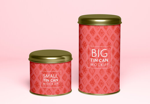 Two Metal Tin Cans Mockup
